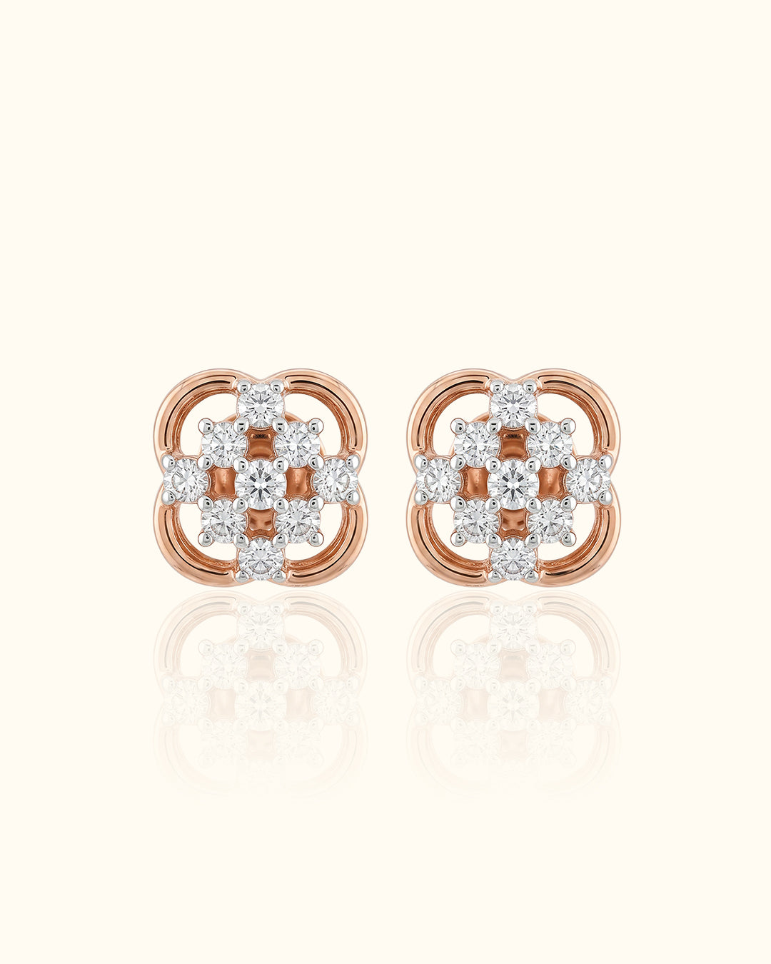 Diamond Floral Knot Stud Earrings