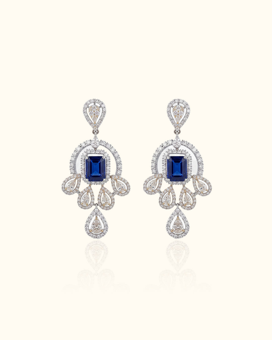 Blue Sapphire & Diamond Chandelier Drop Earrings