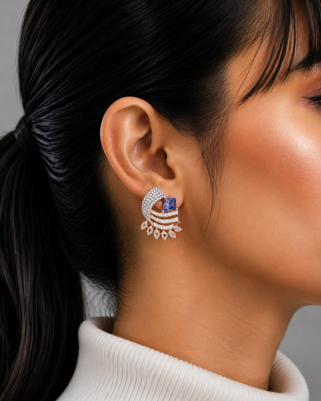 Royal Sapphire Diamond Statement Earrings