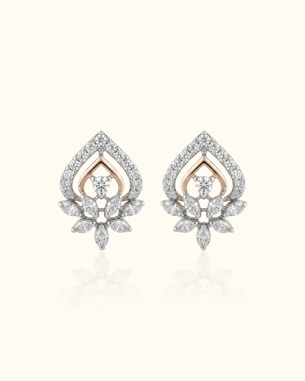 Diamond Blossom Teardrop Stud Earrings