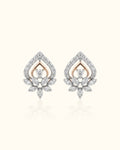 Diamond Blossom Teardrop Stud Earrings