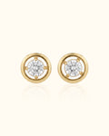 Diamond Circle Cluster Stud Earrings