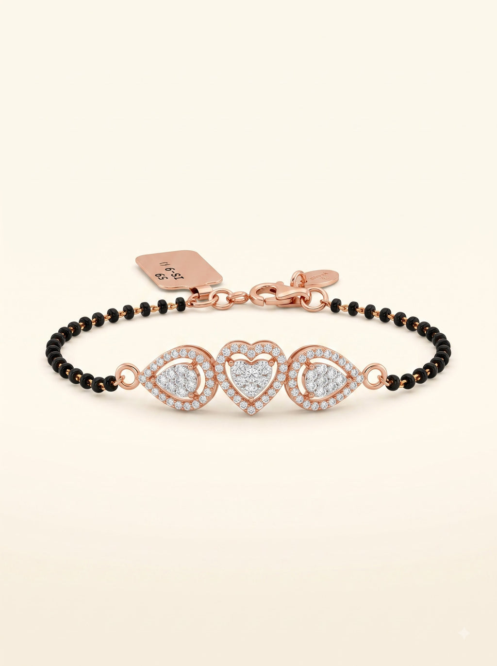 Trinity Heart Diamond Mangalsutra Bracelet