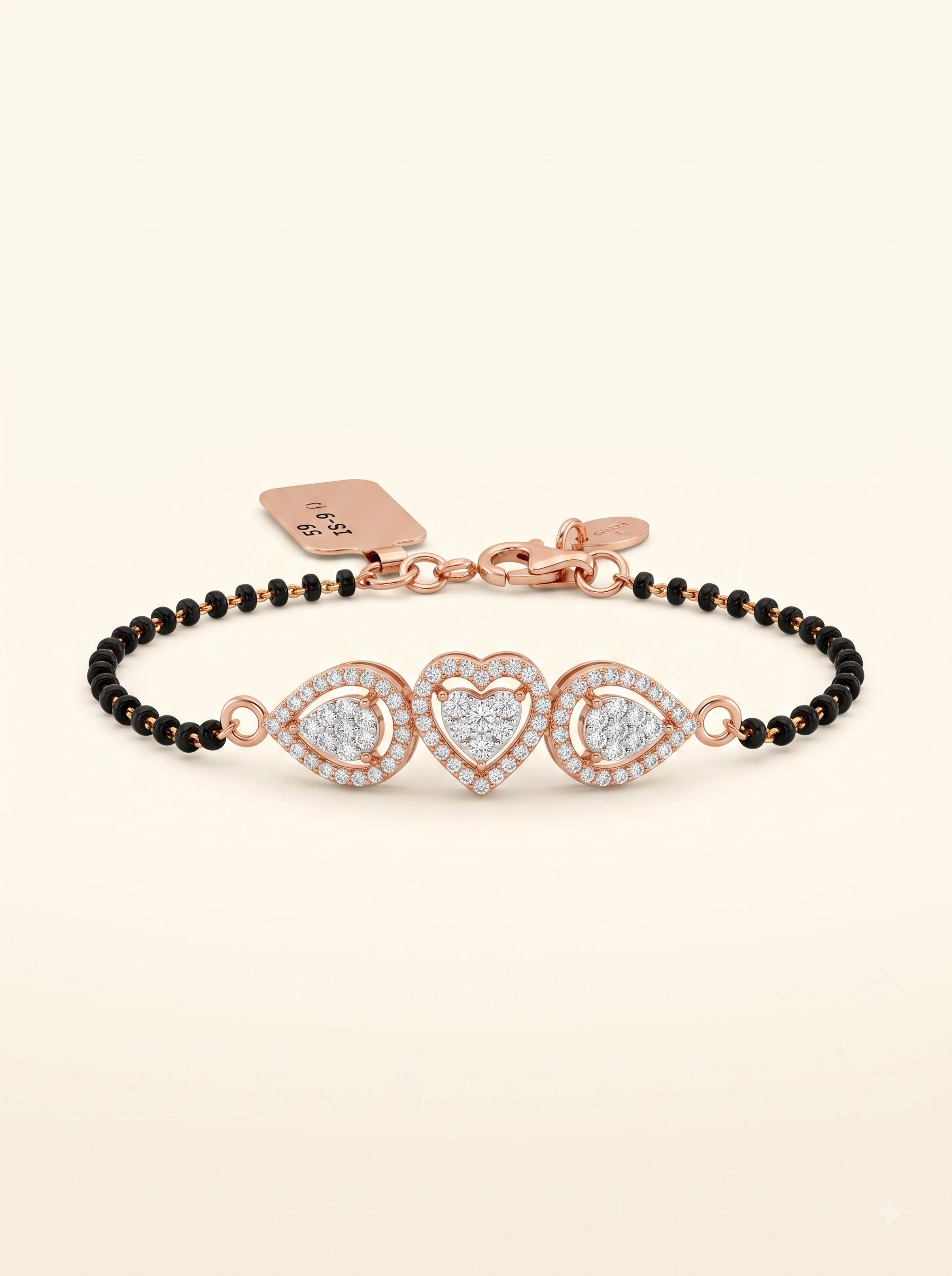 Trinity Heart Diamond Mangalsutra Bracelet