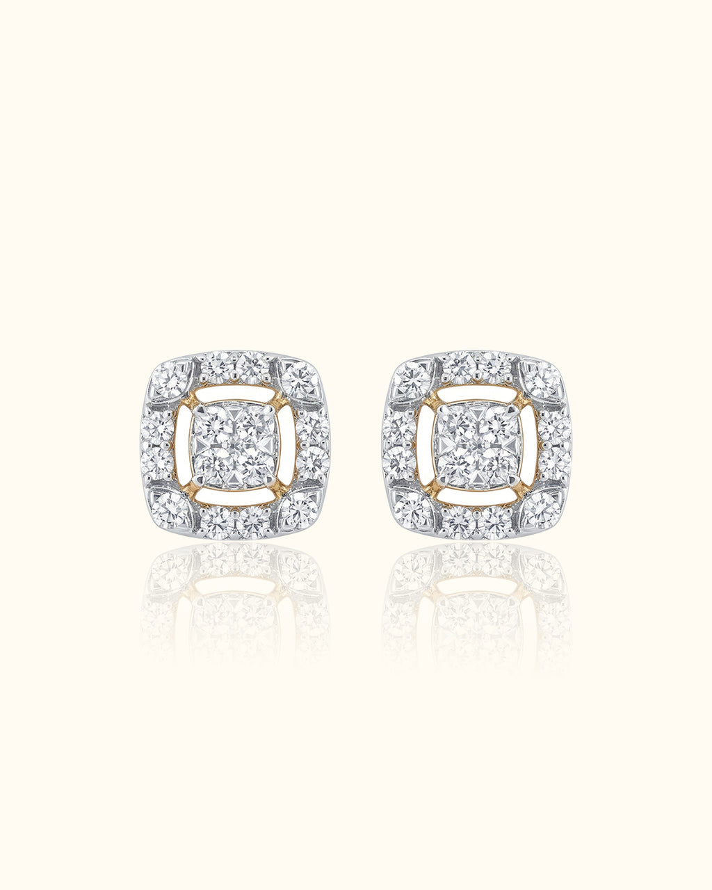 Cushion Halo Diamond Stud Earrings