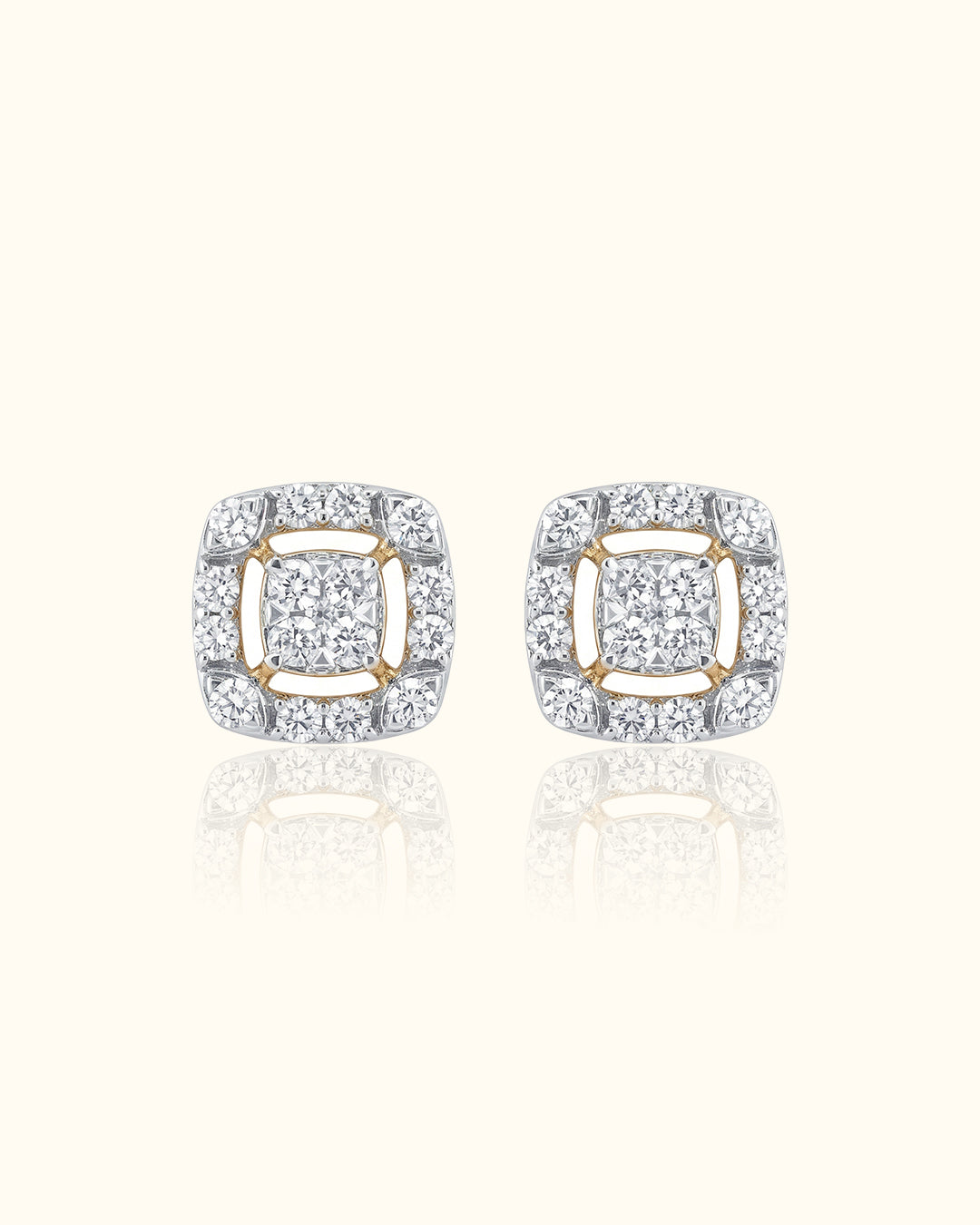 Cushion Halo Diamond Stud Earrings
