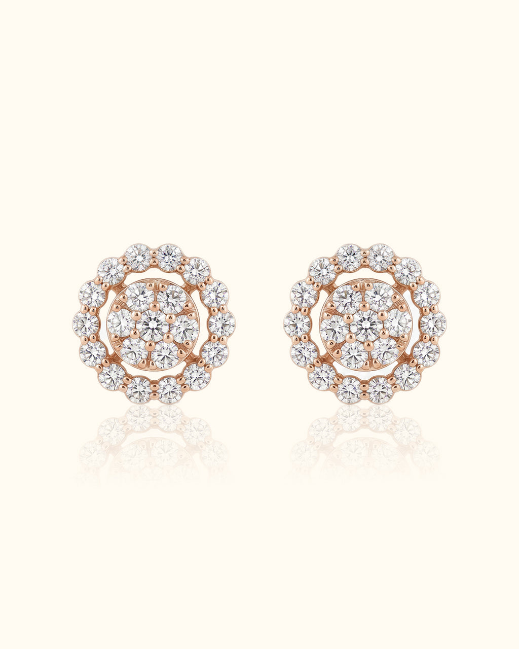 Diamond Halo Floral Stud Earrings
