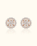 Diamond Halo Floral Stud Earrings