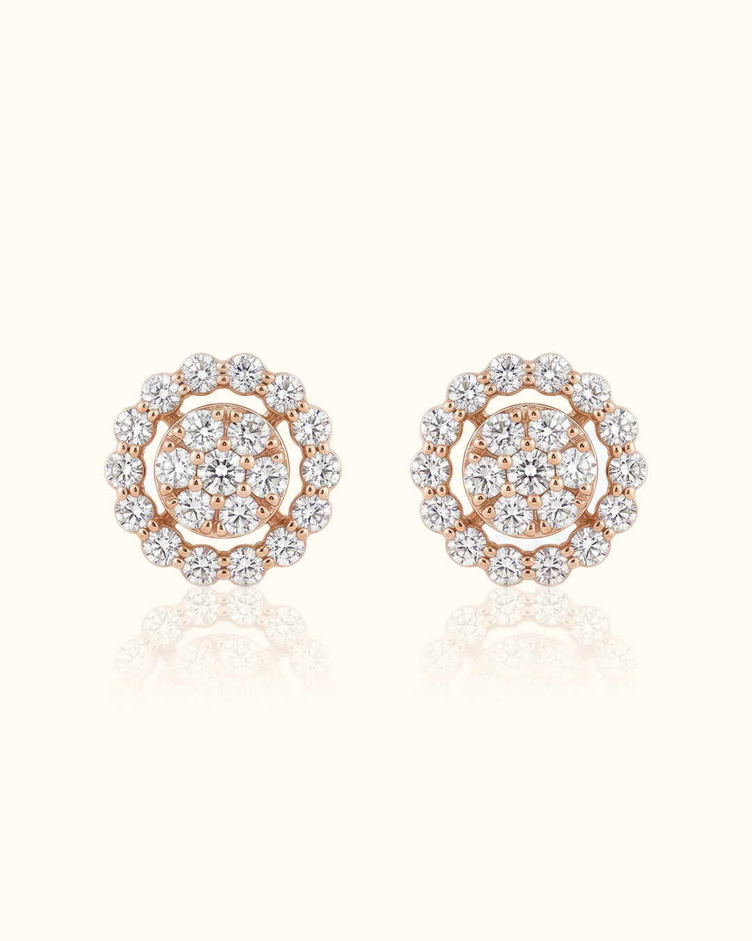 Diamond Halo Floral Stud Earrings