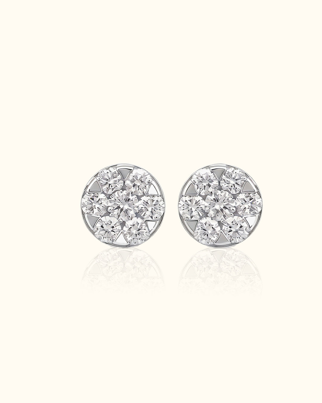 Classic Diamond Cluster Stud Earrings