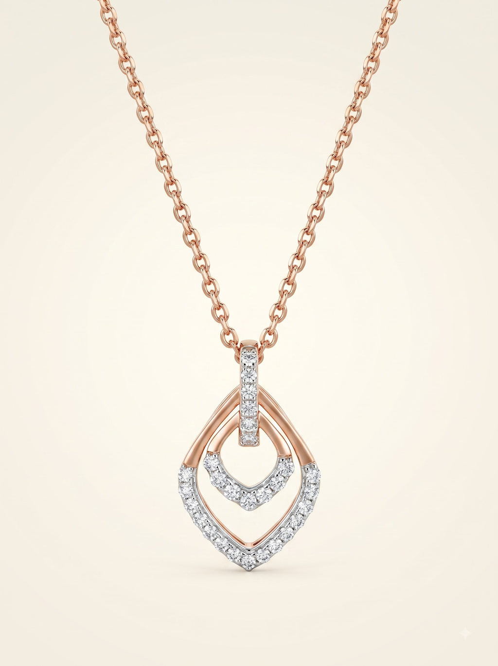 Twin Halo Diamond Drop Pendant