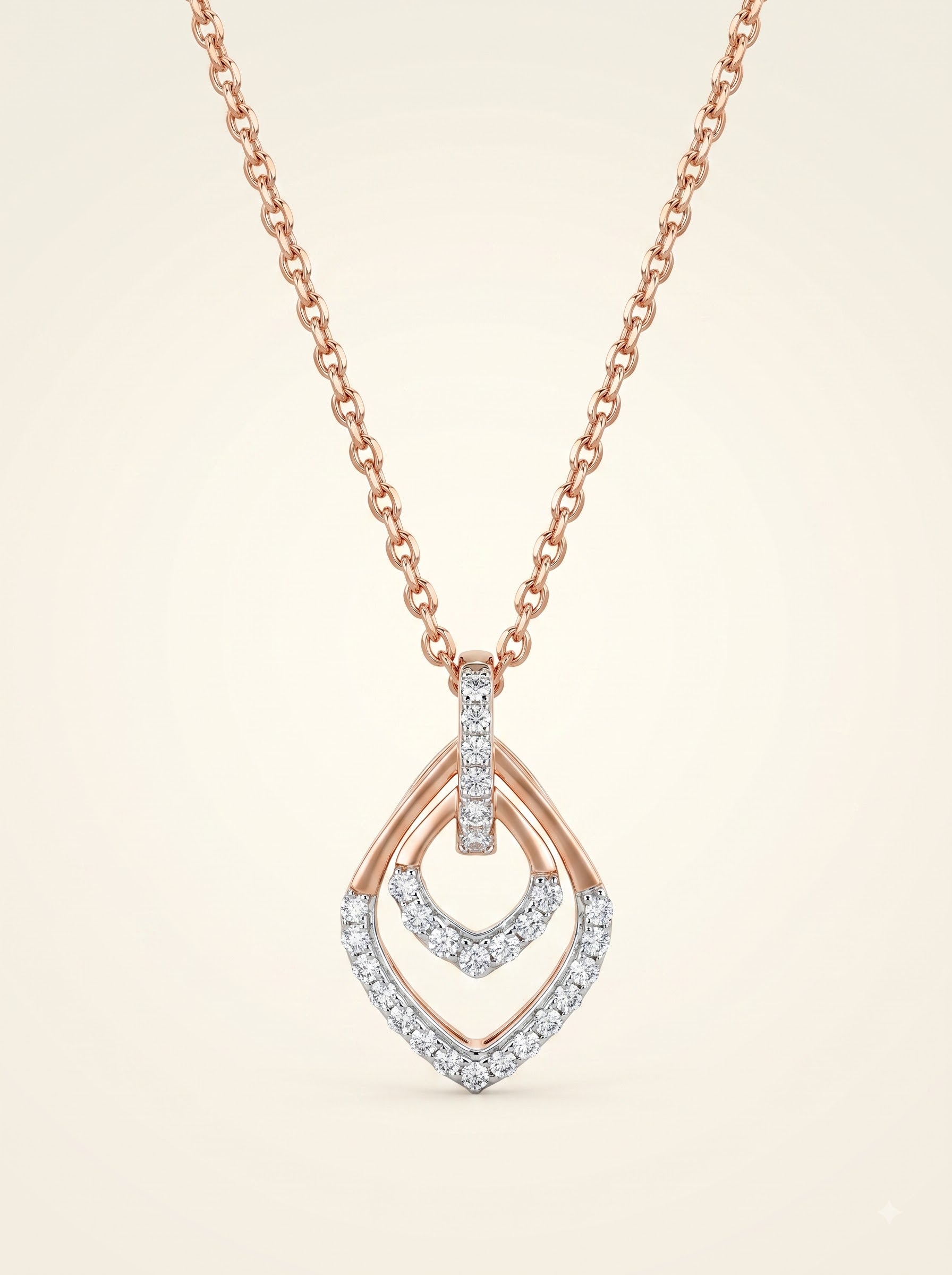 Twin Halo Diamond Drop Pendant