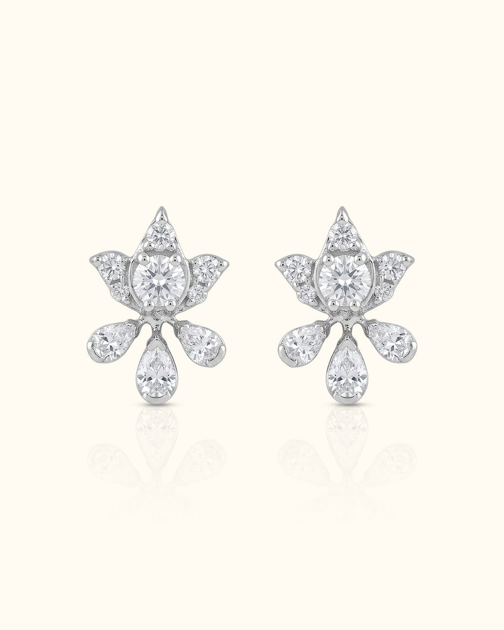 Diamond Floral Spray Stud