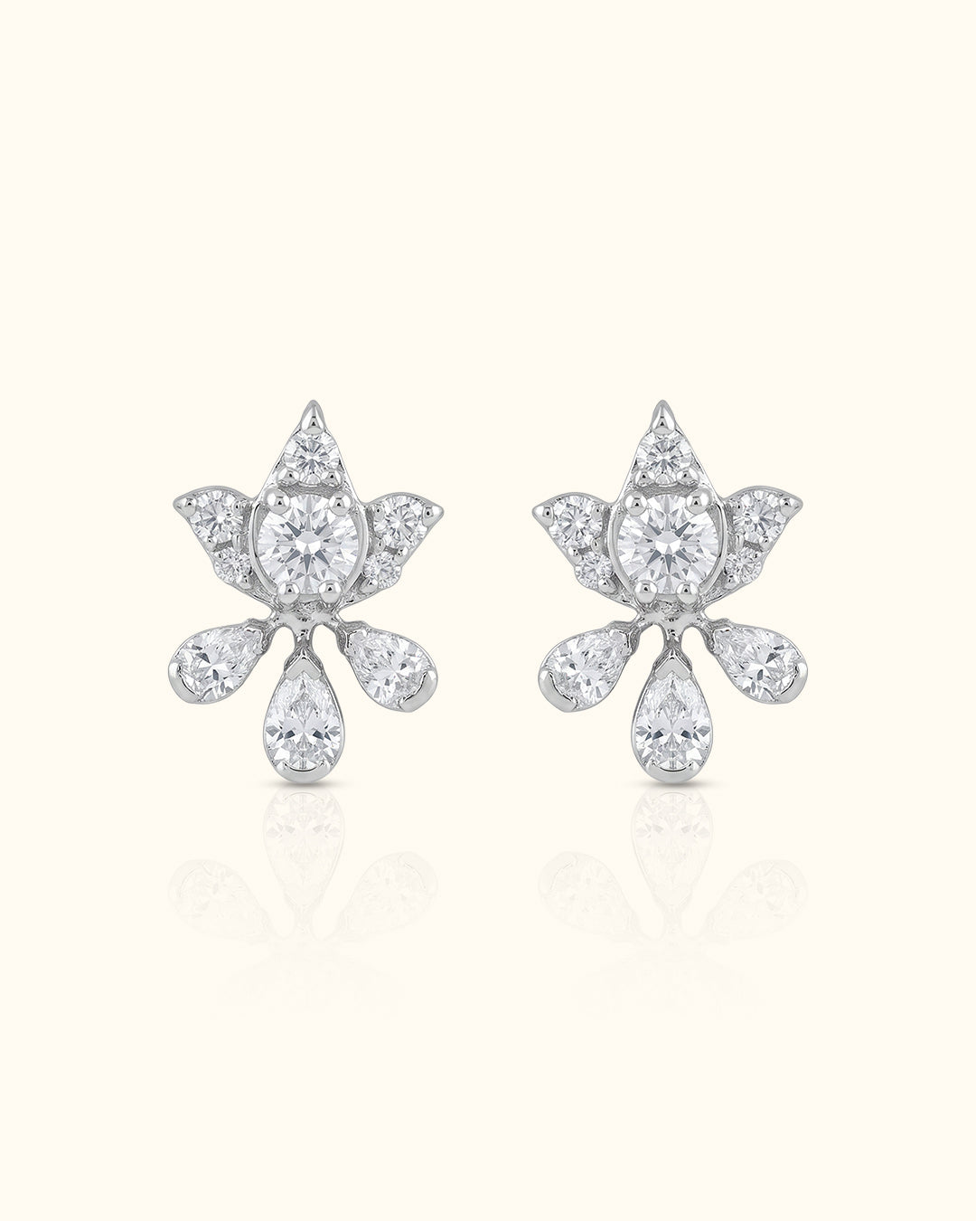 Diamond Floral Spray Stud