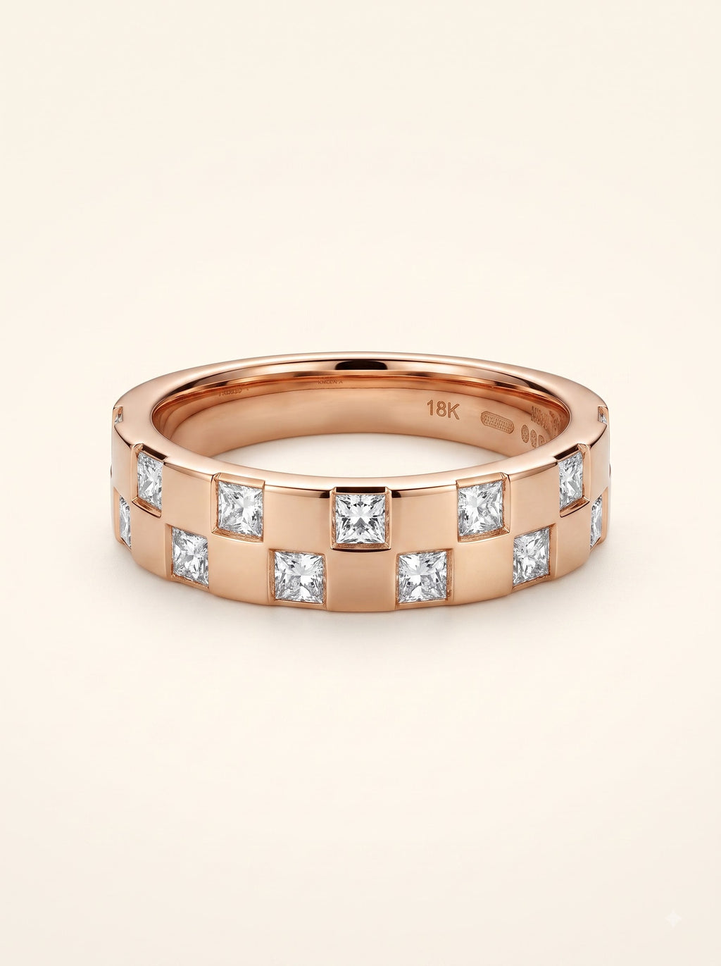 Royal Checkered Diamond Band Ring