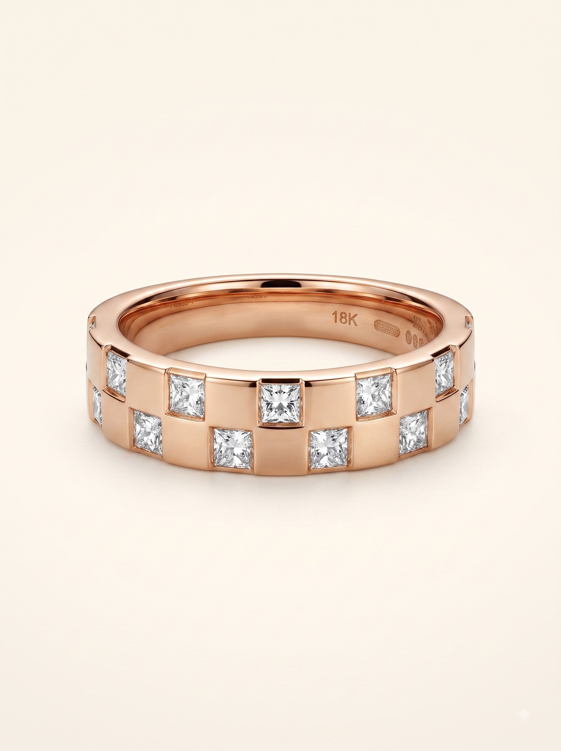 Royal Checkered Diamond Band Ring