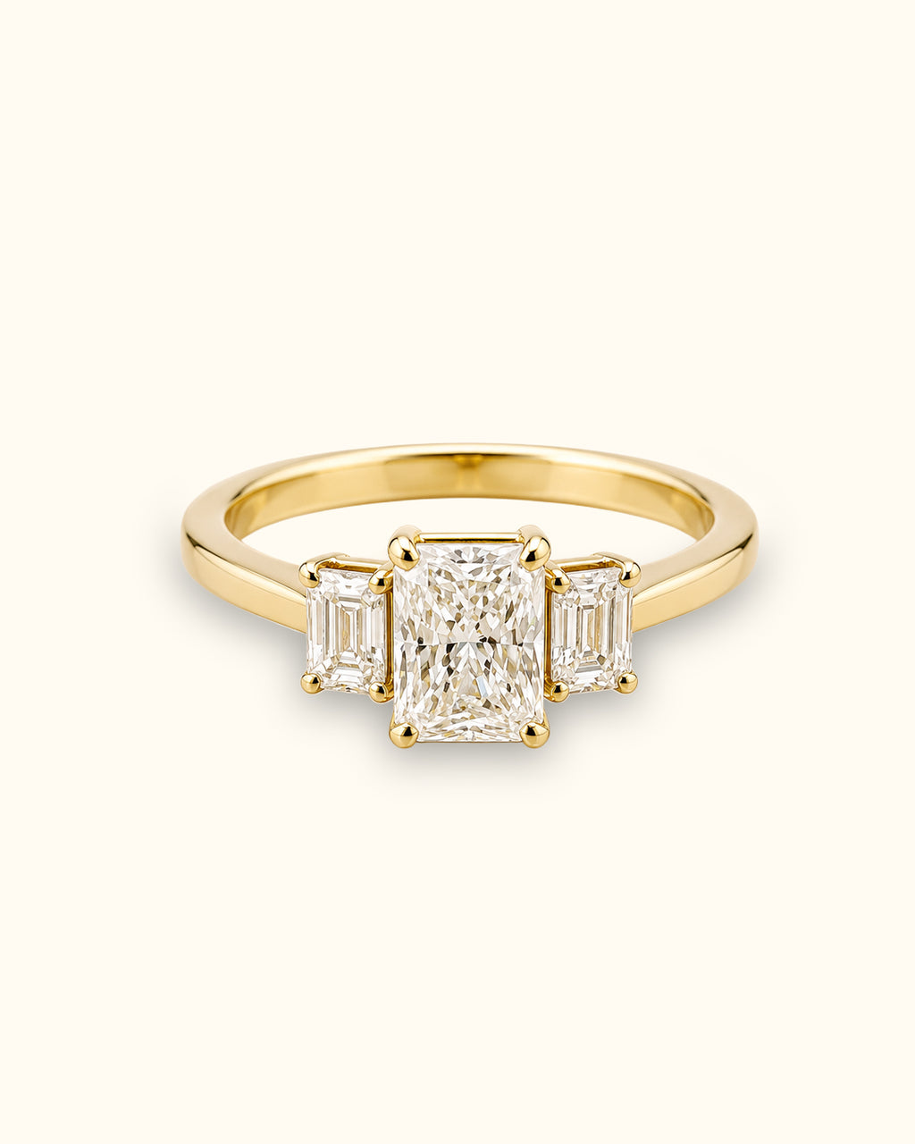 0.50ct Emerald Trio Diamond Ring