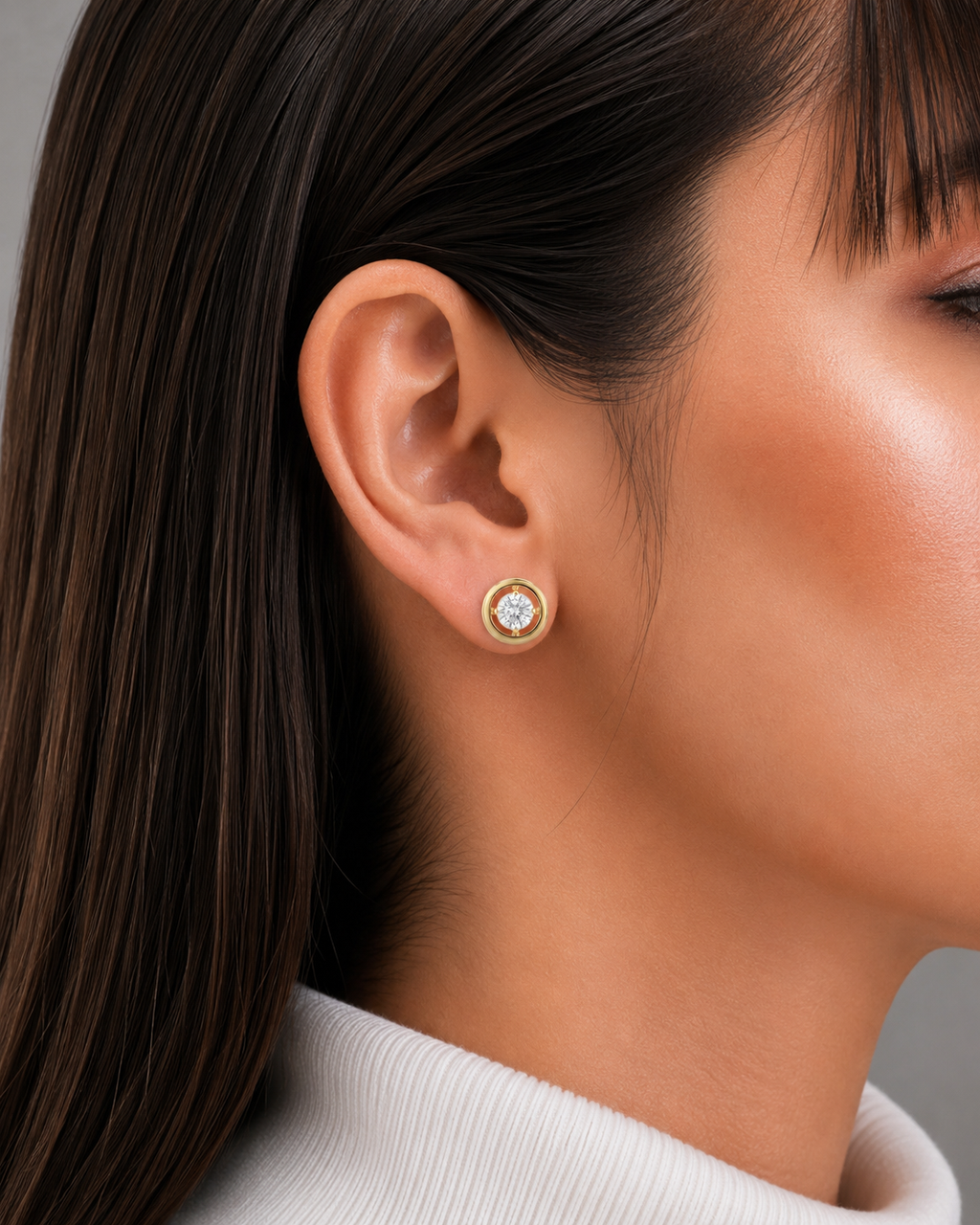 Diamond Circle Cluster Stud Earrings