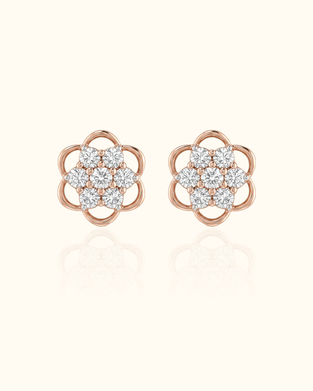 Blooming Diamond Flower Stud Earrings