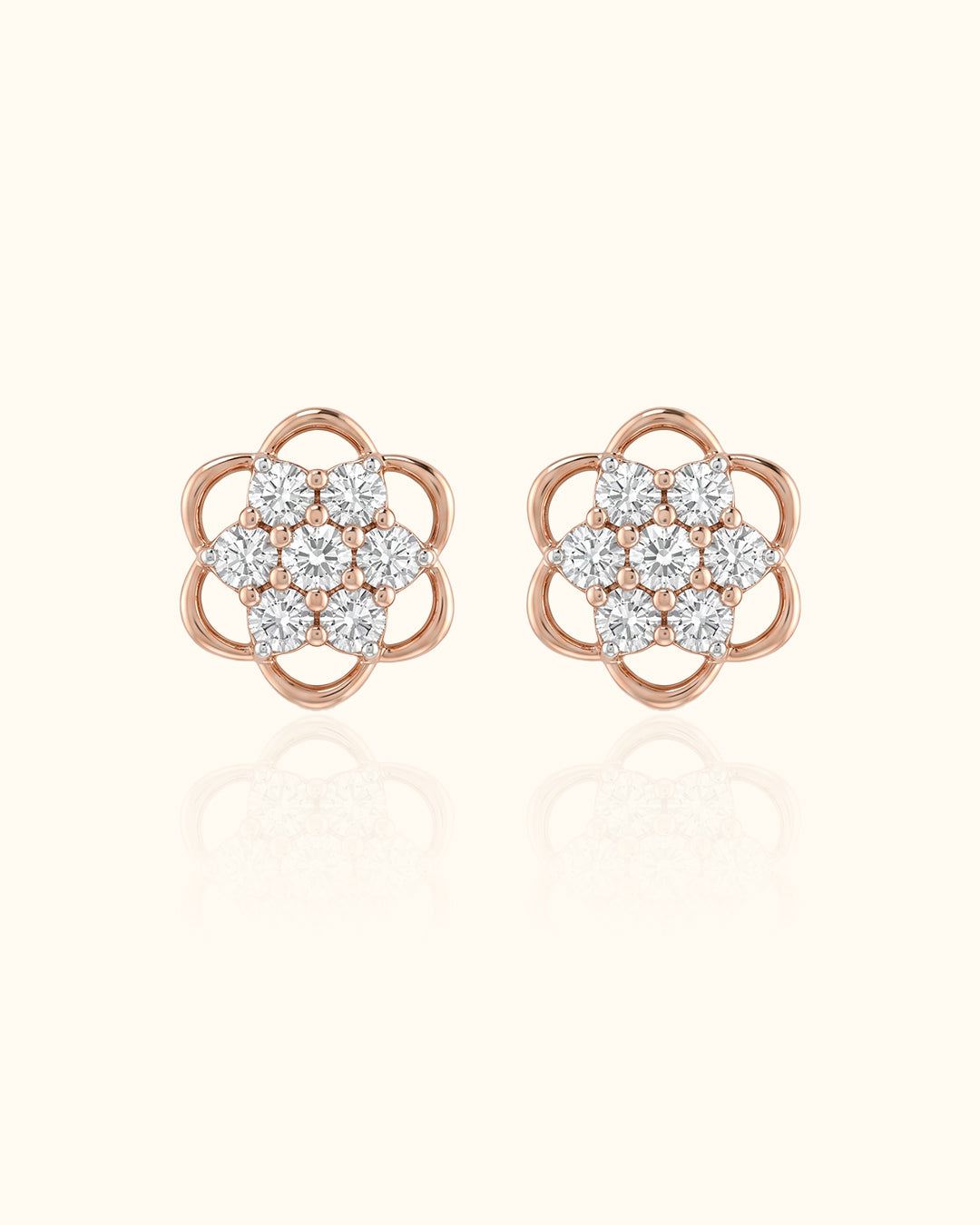 Blooming Diamond Flower Stud Earrings