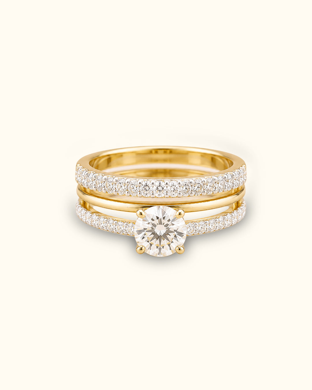 1 ct Radiant Solitaire Bridal Ring Set