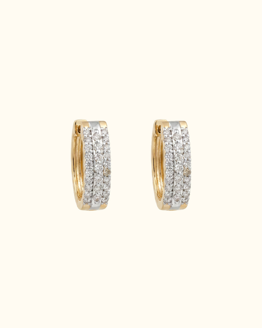 Triple Row Diamond Hoop Earrings