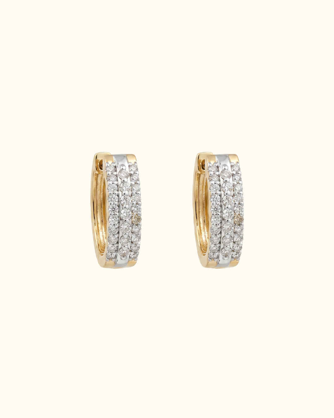 Triple Row Diamond Hoop Earrings
