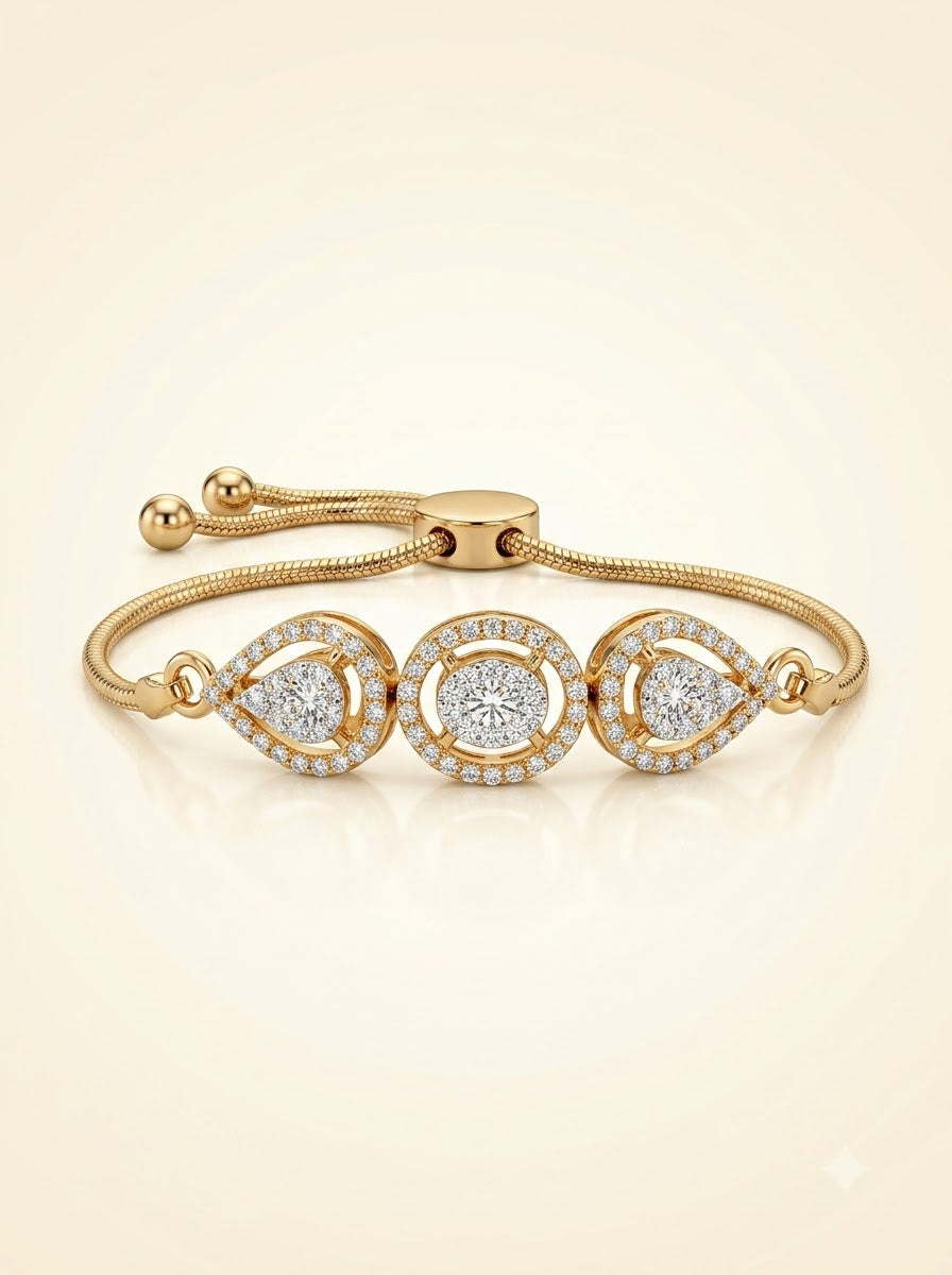 Trinity Halo Diamond Slider Bracelet