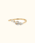 Nature-Inspired Diamond Leaf Ring in Yellow Gold