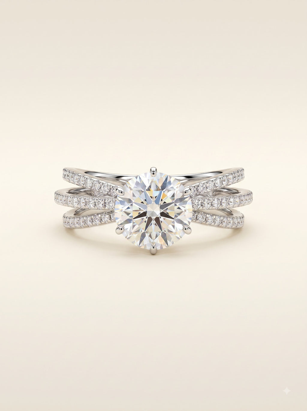 2ct Aurora Triple Split Shank Solitaire Ring