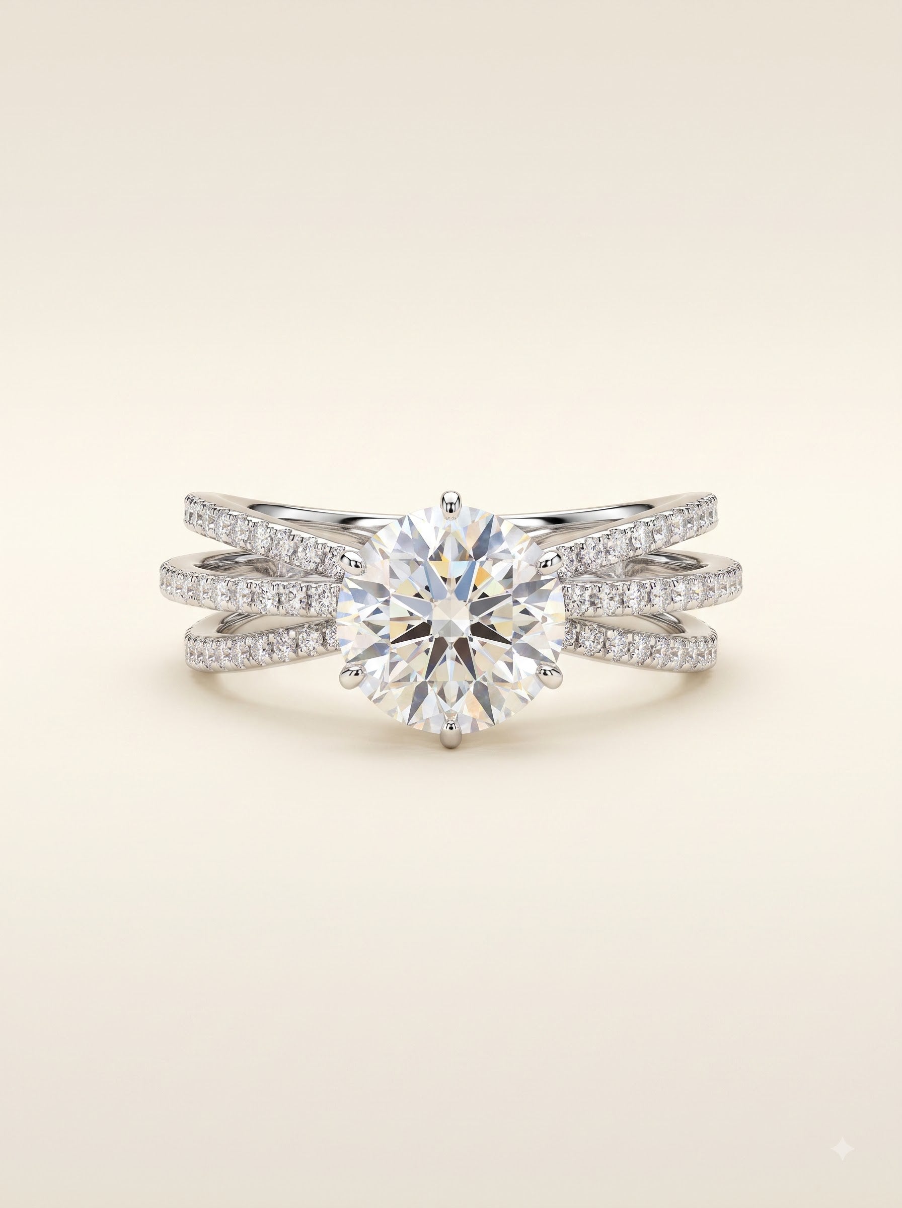2ct Aurora Triple Split Shank Solitaire Ring