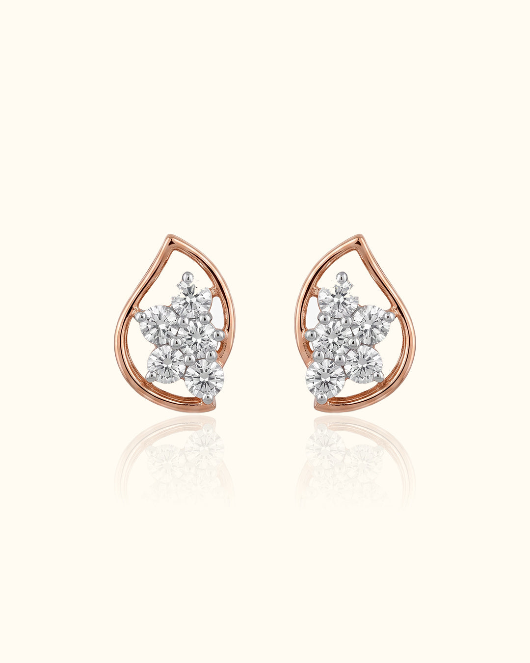 Floral Teardrop Diamond Stud Earrings