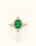 Classic Emerald & Diamond Halo Ring