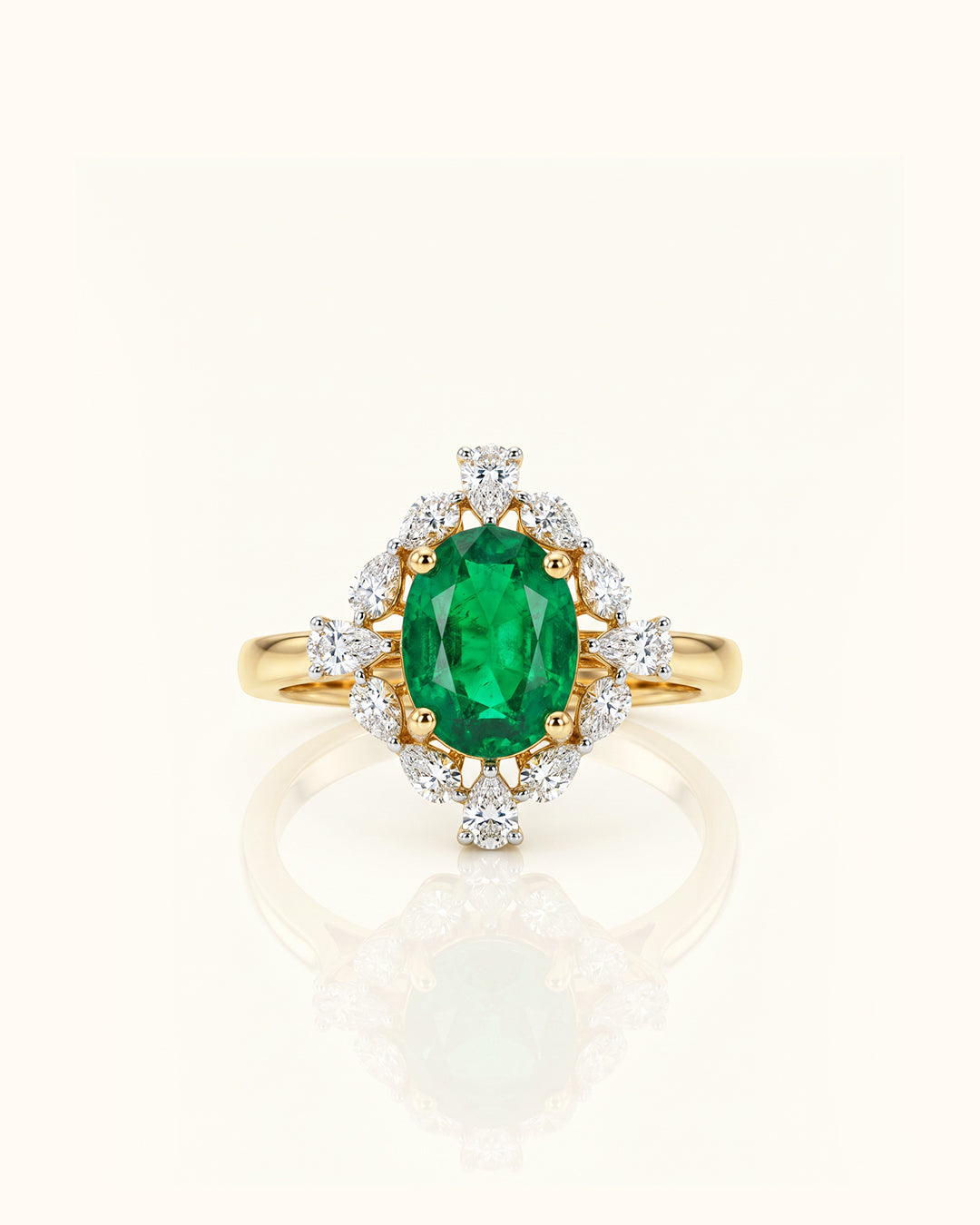 Classic Emerald & Diamond Halo Ring