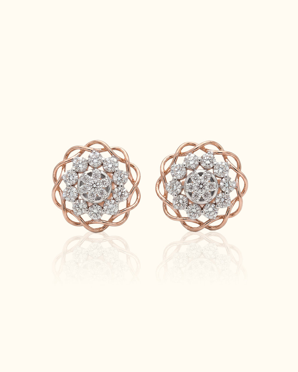 Vintage Floral Diamond Stud Earrings