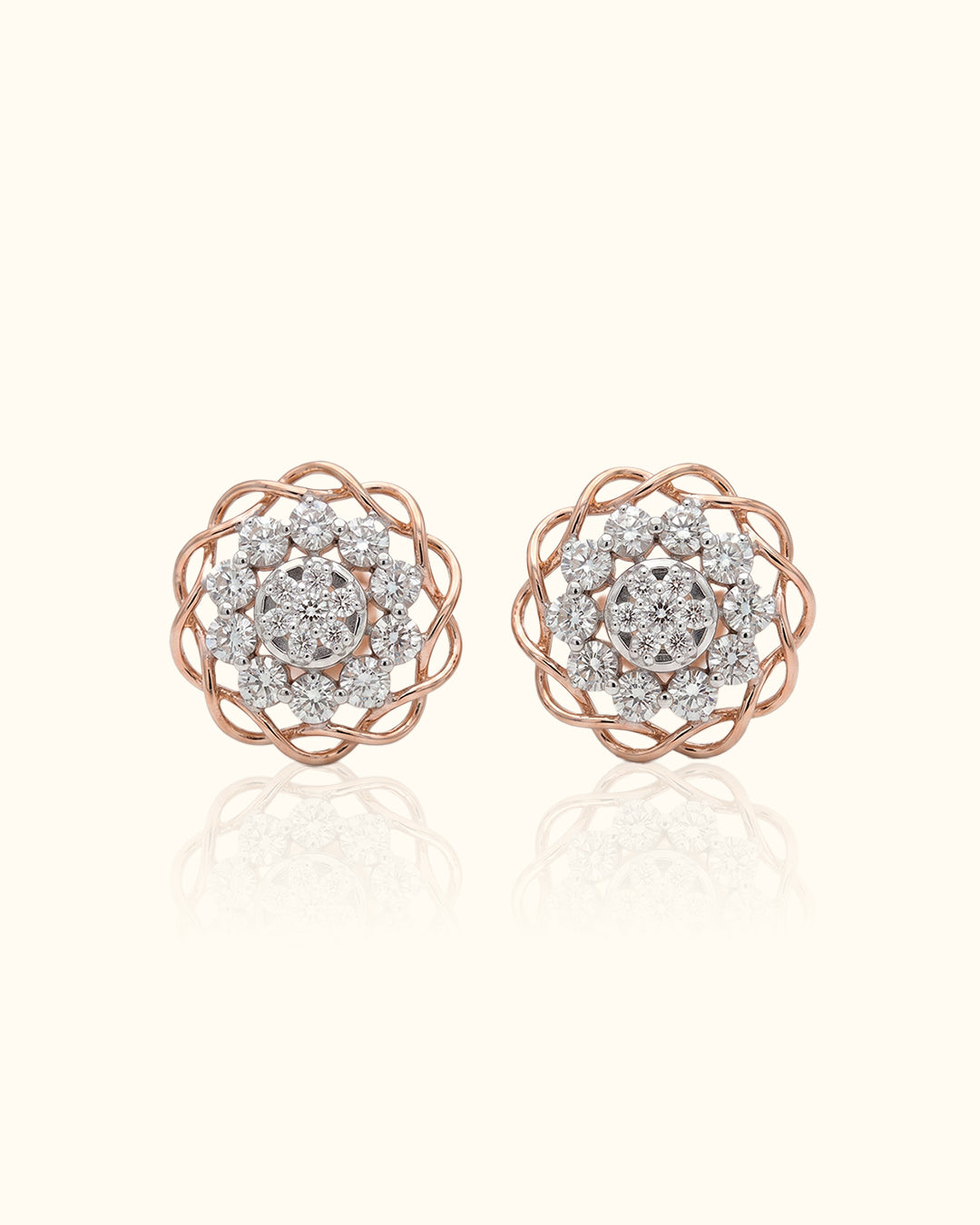 Vintage Floral Diamond Stud Earrings