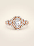 0.6pt Oval Halo Diamond Engagement Ring