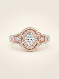 0.6pt Oval Halo Diamond Engagement Ring