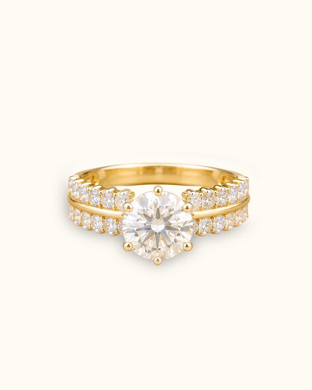 2.5 ct Dual Row Solitaire Diamond Ring