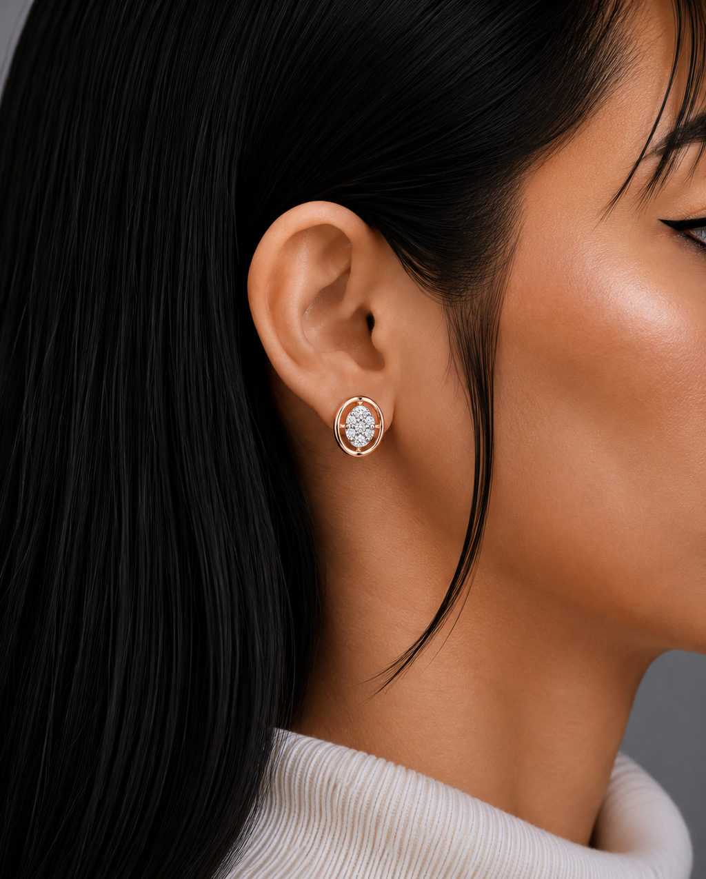 Diamond Orbit Cluster Stud Earrings