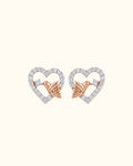 Diamond Heart Embrace Stud Earrings