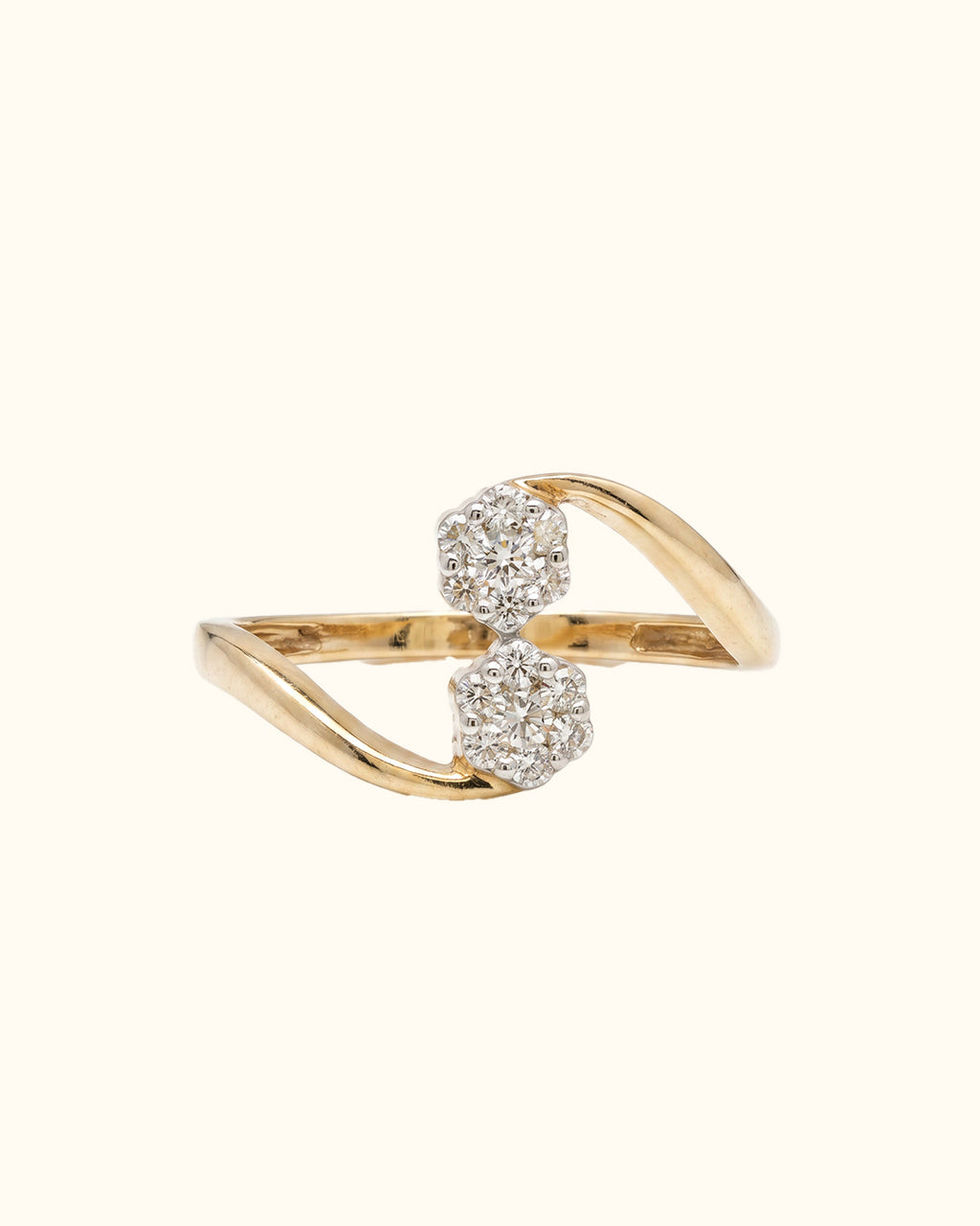 Elegant Dual Diamond Bypass Ring in Yellow Gold