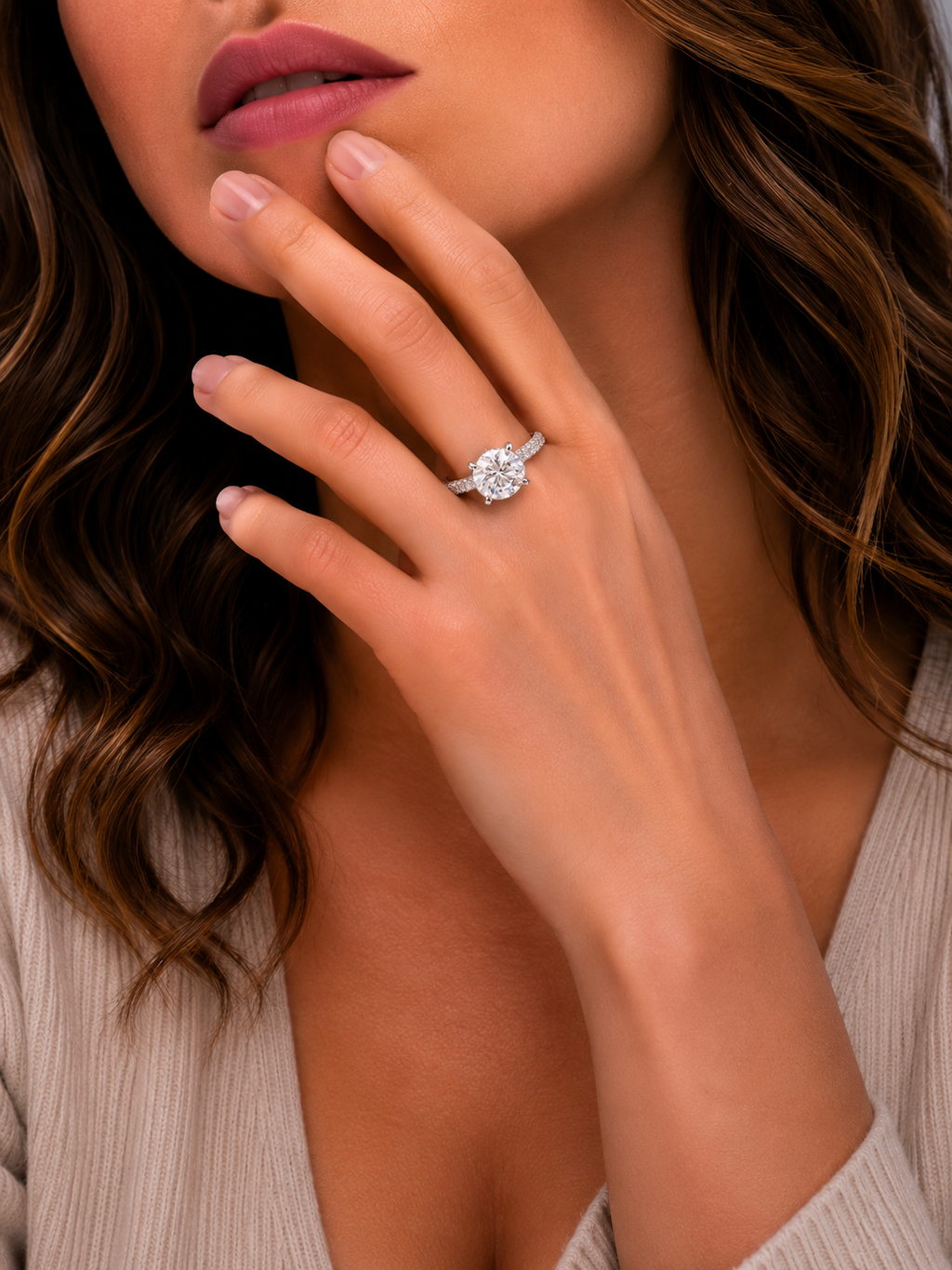 1.5ct Twisted Pavé Solitaire Diamond Ring