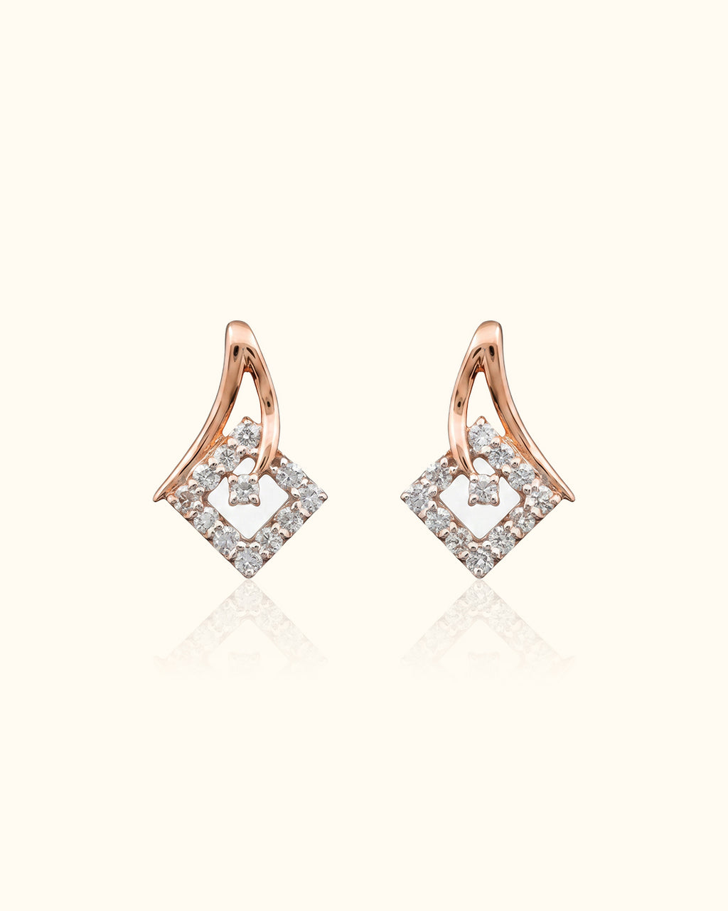 Diamond Geometric Drop Stud Earrings