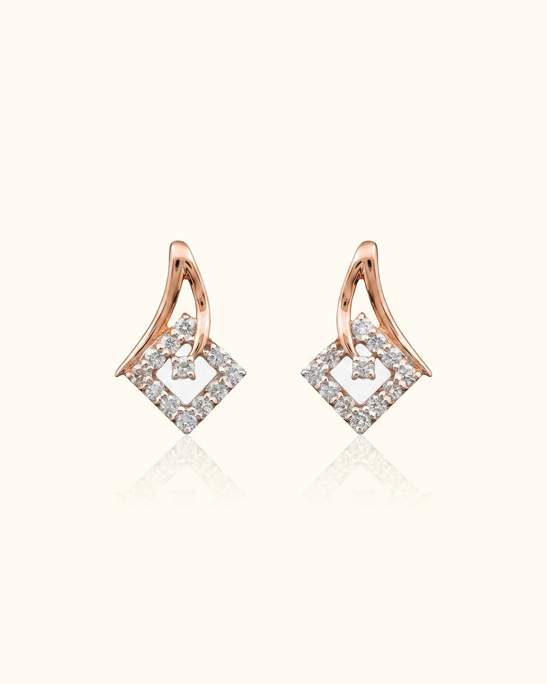 Diamond Geometric Drop Stud Earrings
