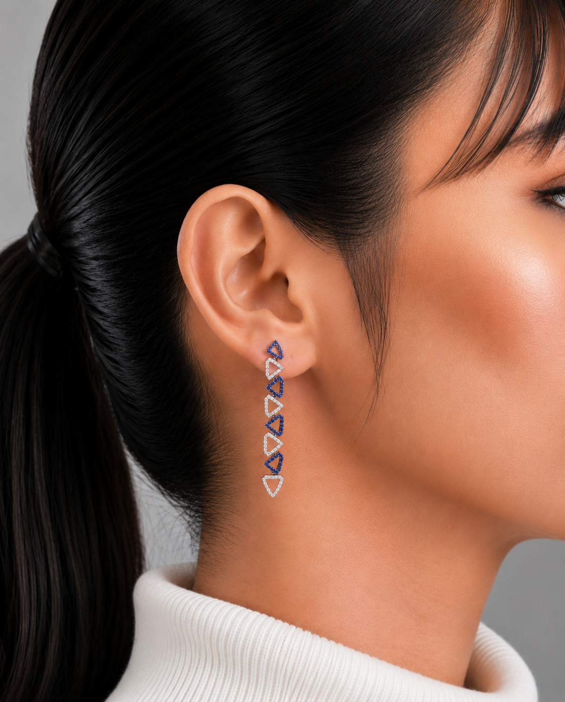 Sapphire Geometry Drop Earrings