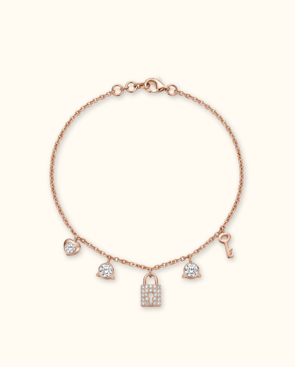 Love Lock Diamond Charm Bracelet