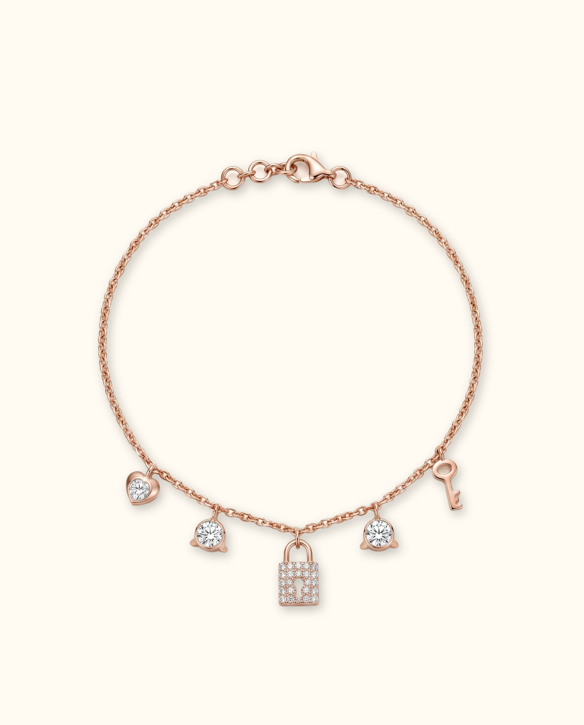Love Lock Diamond Charm Bracelet