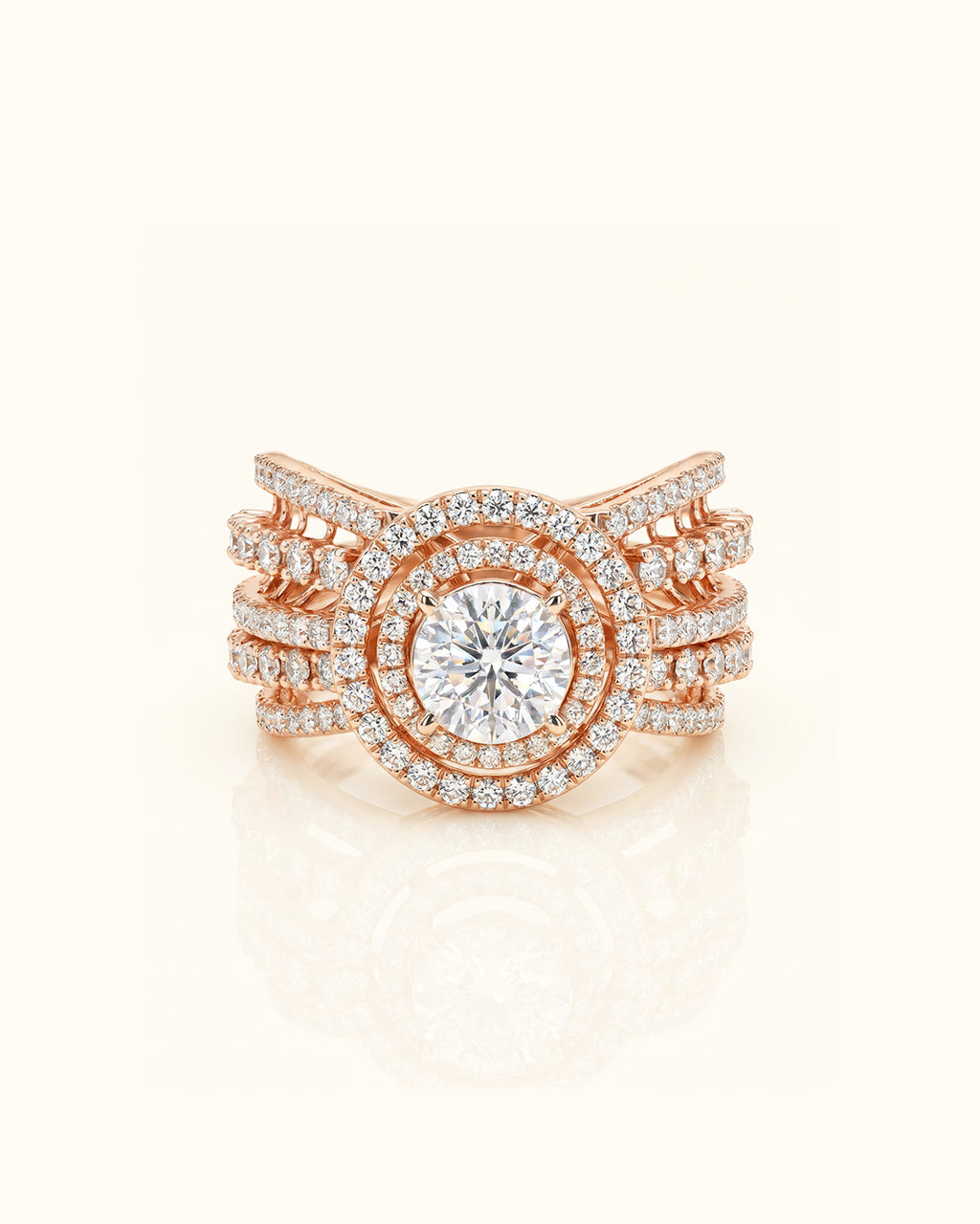 Royal Halo Luxe Ring – Rose Gold Edition