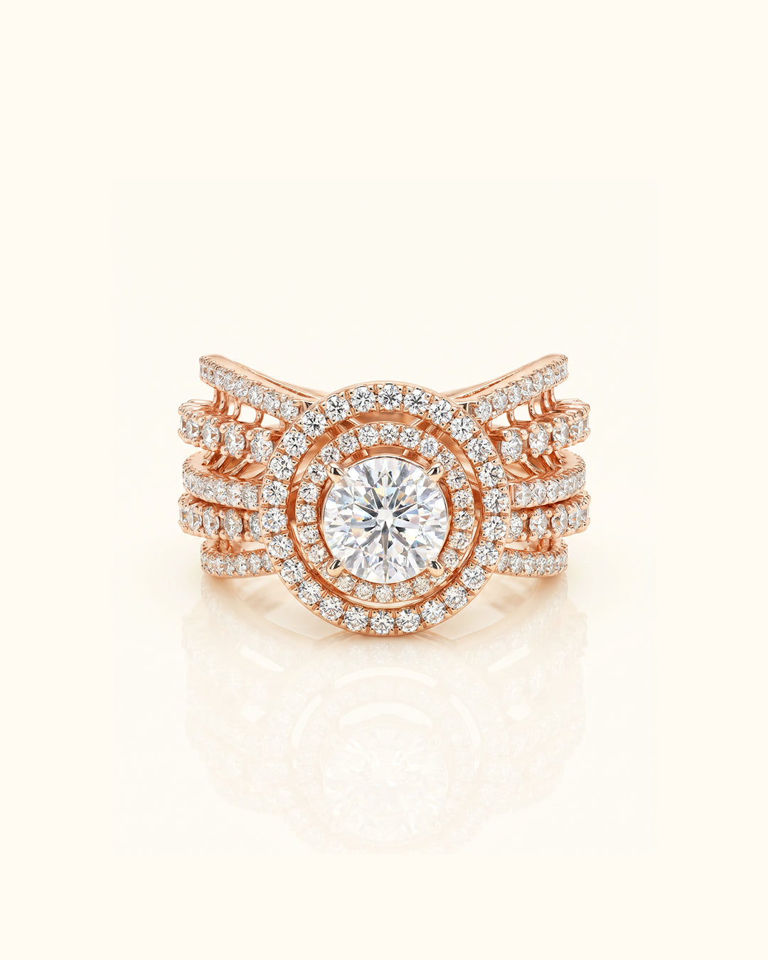 Royal Halo Luxe Ring – Rose Gold Edition